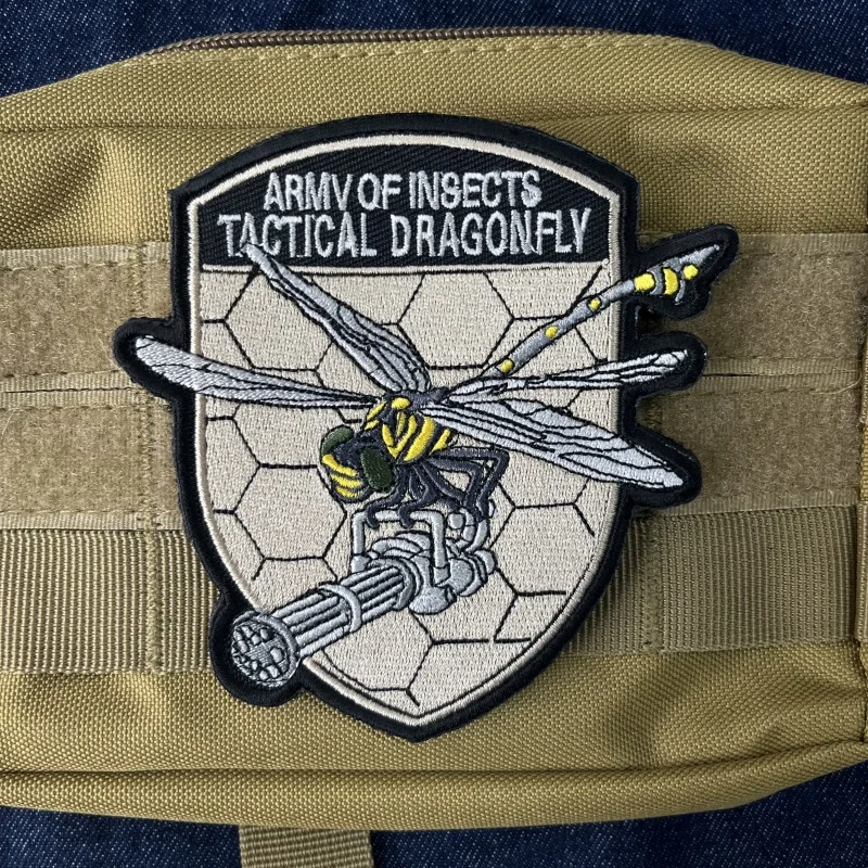 Tactical Insect Bee Mantis Dragonfly Embroidery Hook&Loop Patches Outdoor Morale Badge DIY Applique for Clothes Backpack Sticker