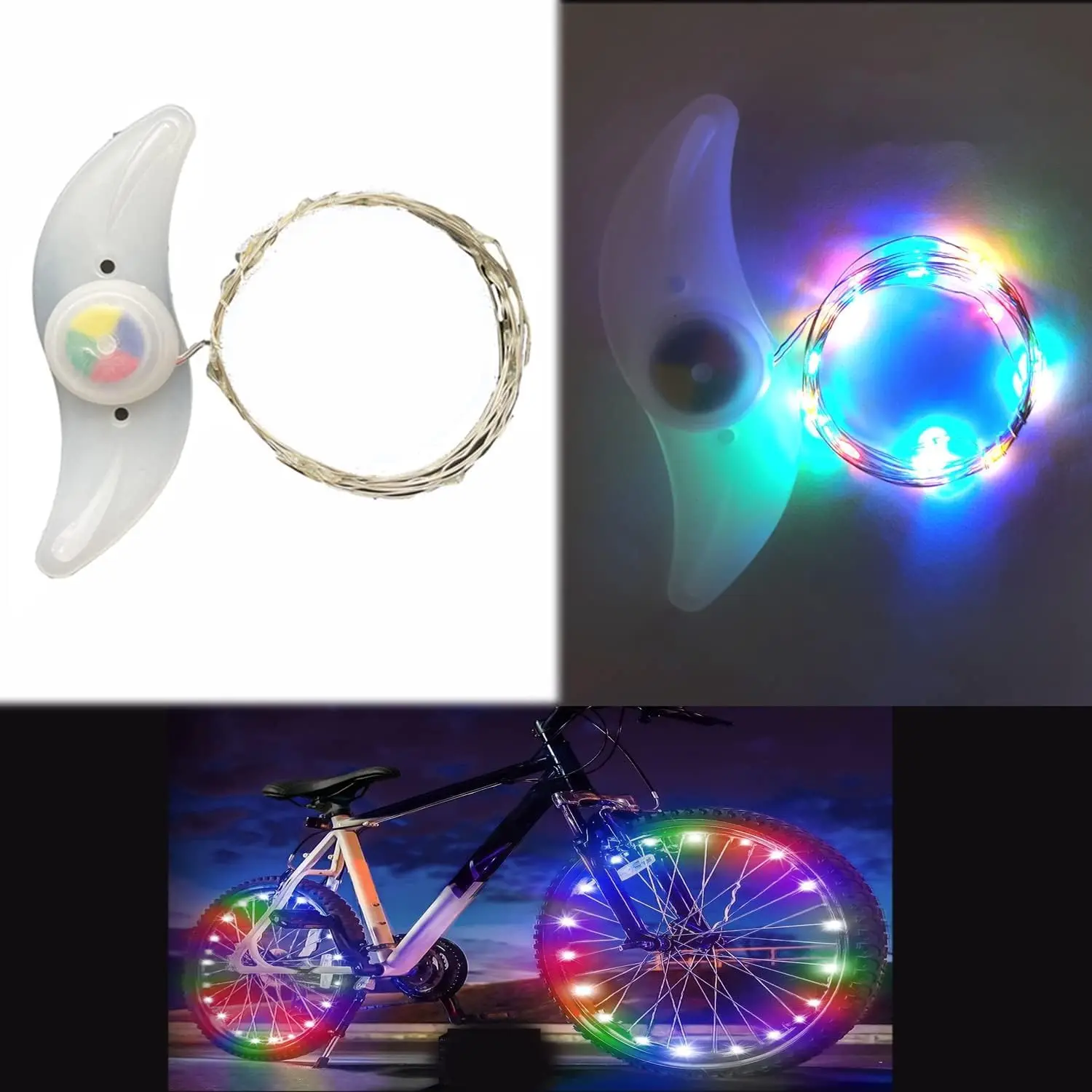 LED Bike Wheel Light, Night Cycling, IP65 Waterproof, 3 Lighting Modes, Universal Fit, Riding-Safe, Battery-Powered