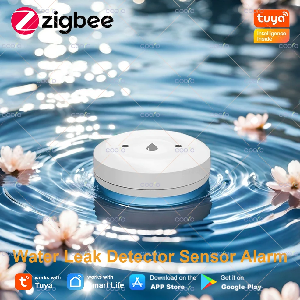 

Tuya ZigBee Smart Water Sensor Leak Detector Flood Water Leakage Alarm Smart Life Notification Alerts Work With Zigbee Gateway