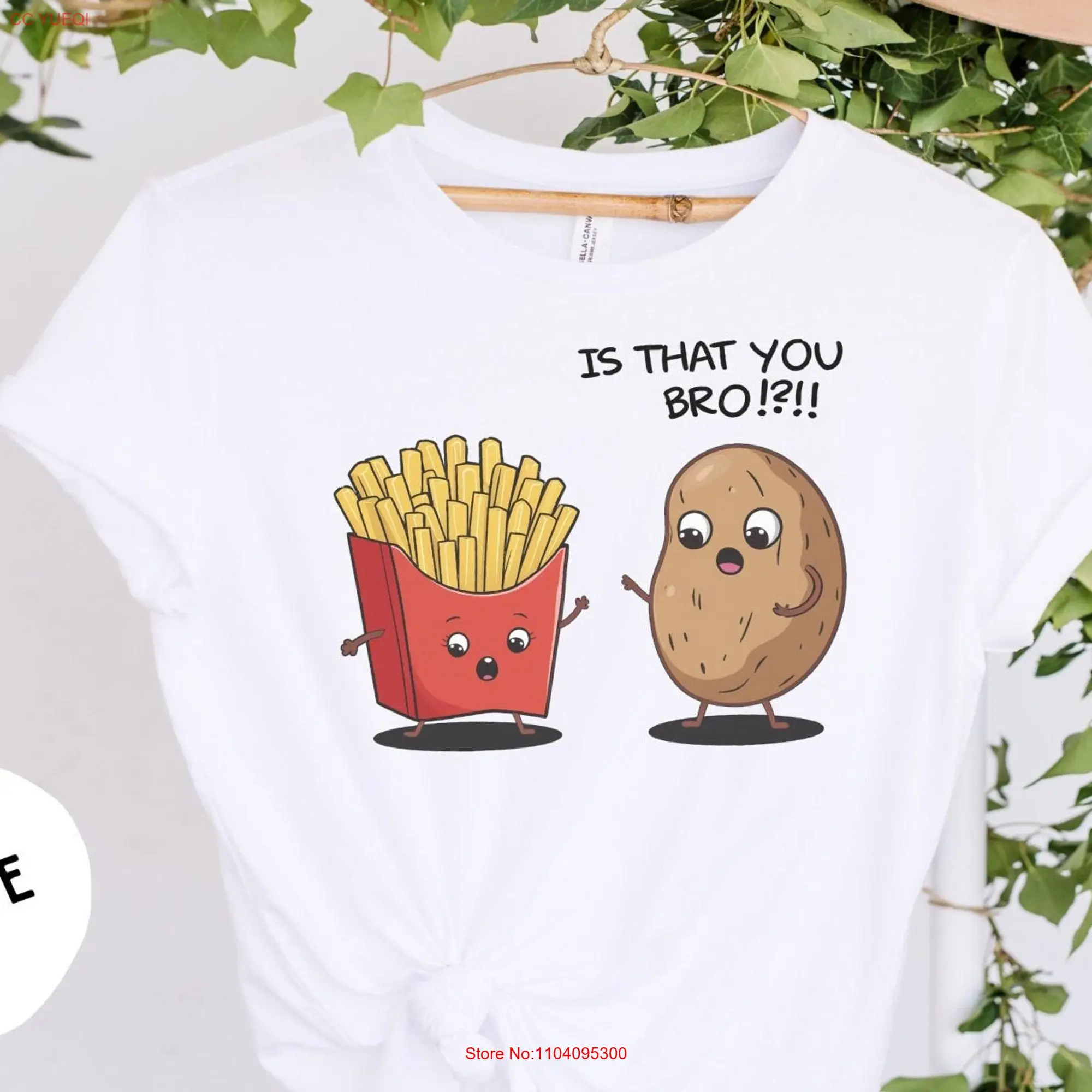 Funny French Fries Potato T Shirt Cute Cartoon Food Humorous Snack Lover Adorable and Design long or short sleeves