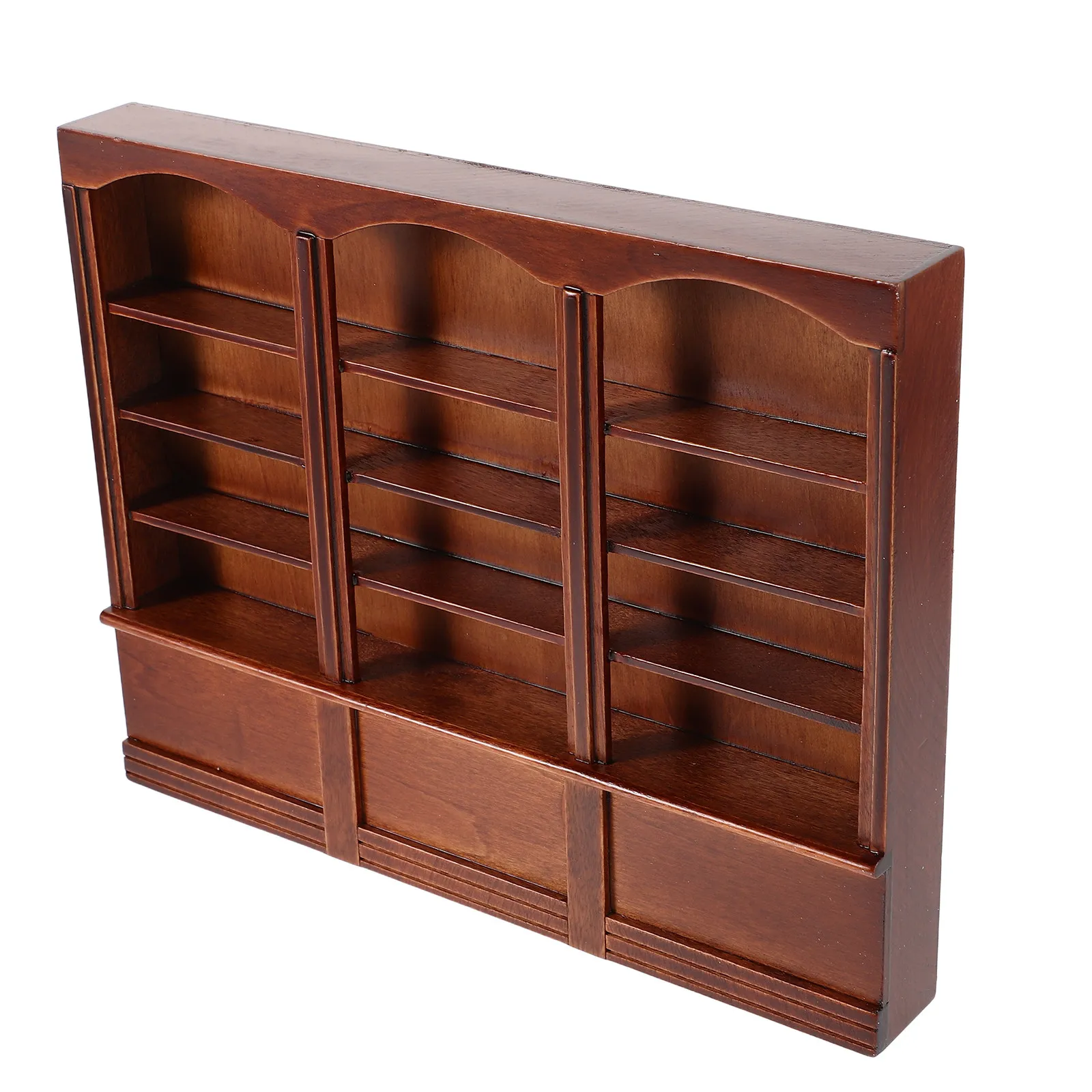 

Miniature Wooden Bookcase Dollhouse Furniture Realistic Design Robust Wood Construction Display Shelf for Mini Books Decorative