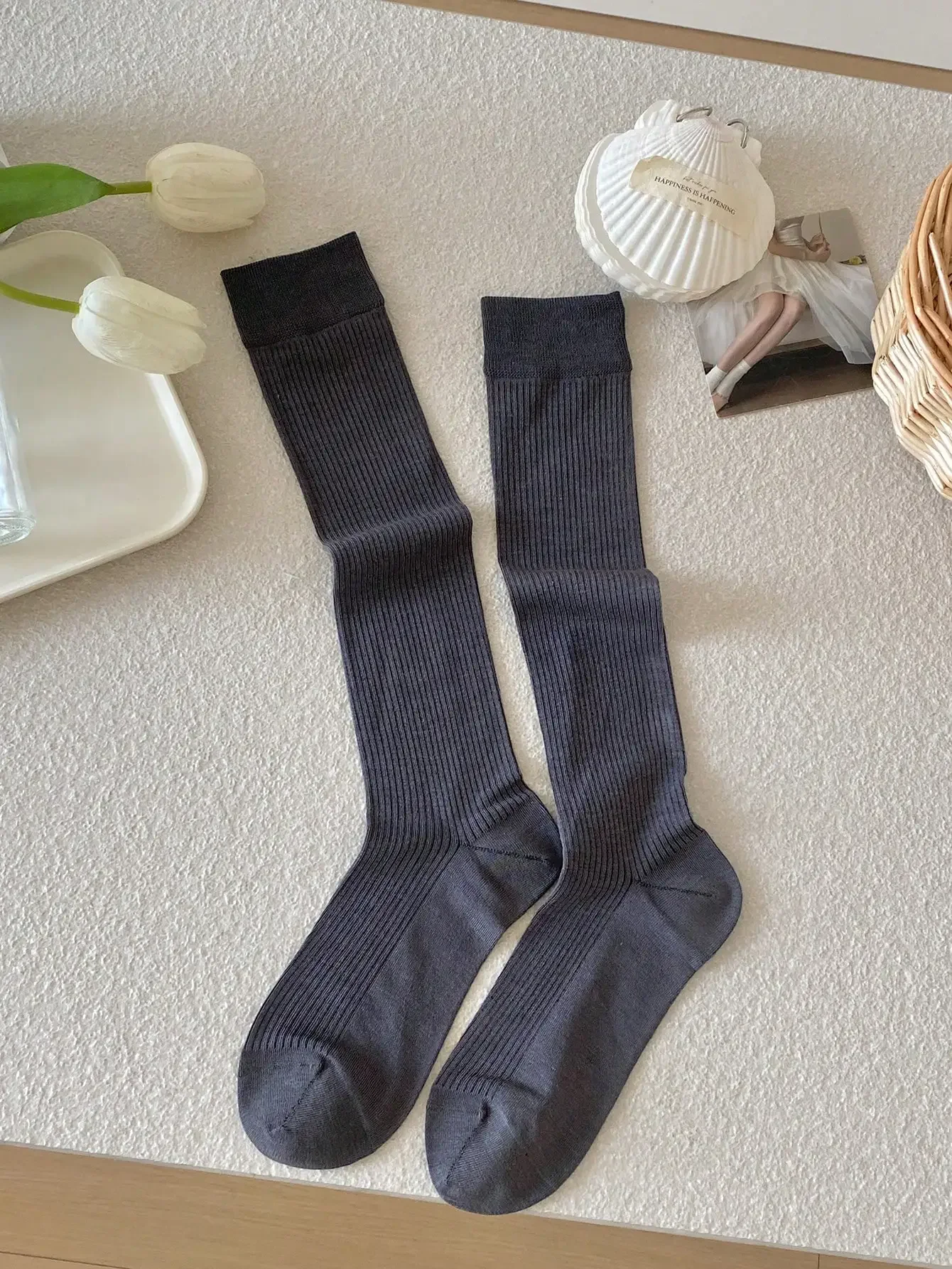 Damen-Seidensocken, hochwertig, neue Mode, Frühling und Sommer, kniehohe Socken für Mädchen, Schulstil, einfache, lässige lange Socken – Detail 15