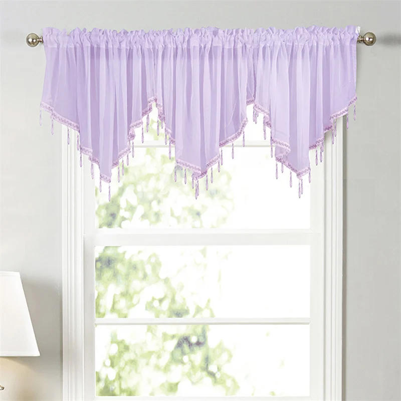 Solid Color Triangle Shape Kitchen Short Curtain Window Valance Drape Home Decor Window Short Kitchen Curtain Valance Home Decor