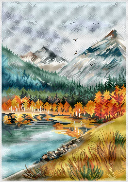 

Наборы для вышивки счетным крестом без печати Autumn in the Valley 34-44 Наборы для вышивания и рукоделия 16 14CT Diy Ручная работа Домашний декор