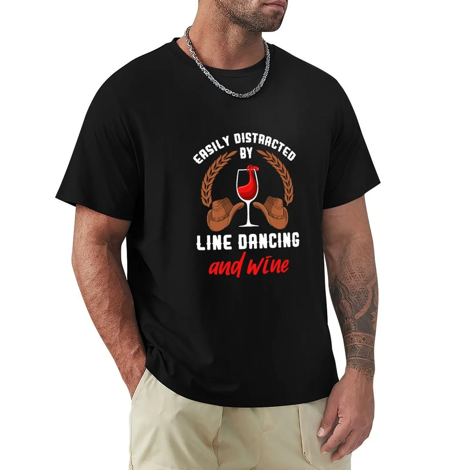 Line Dance Joke Wine Lover Line T-Shirt Large Size Breathable Tee