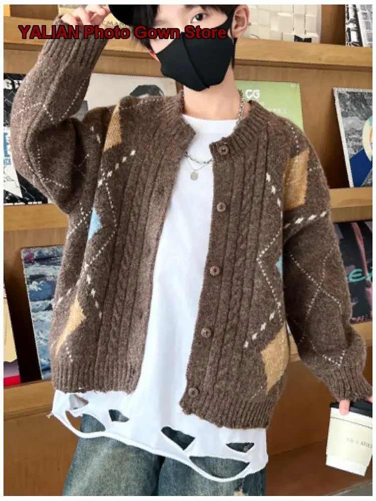 Boys Knit Top Kids Autumn Winter Long Sleeves Base Layer Top Solid Color Older Kids