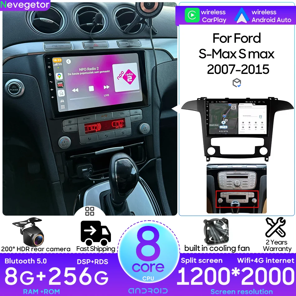 

Автомобильный мультимедийный плеер Android 15 для Ford S - Max S-MAX 2007-2015 Радио Стерео головное устройство Навигация GPS Беспроводной CarPlay Auto