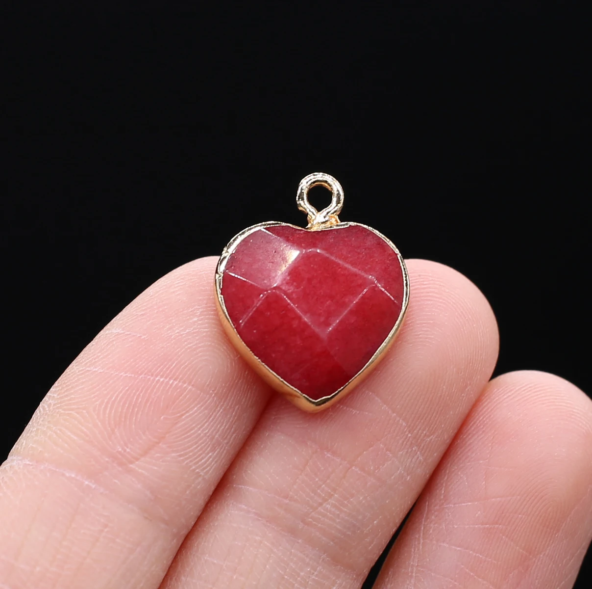 Charms Natural Rose Quartzs Malachites Pendant Faceted Heart Shape Small Pendant for Jewelry Making DIY Necklace 15x18mm