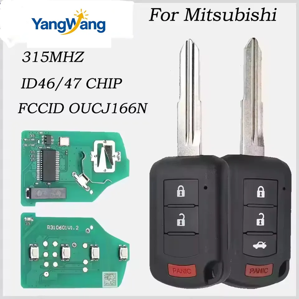 YangWang P/N:6370C135 Remote Car key Fob 315MHz ID47 2+1/3+1 Button for Mitsubishi Eclipse Cross 2018 - 2020 OUCJ166N 850G-J116N
