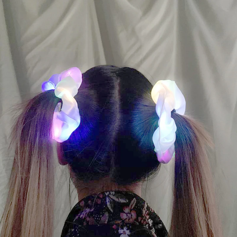 1/10 Pcs Hot Sale Led Scrunchies Glowing Supplies Girls Women Decorative Hairband Wedding Birthday Headwear Scrunchy