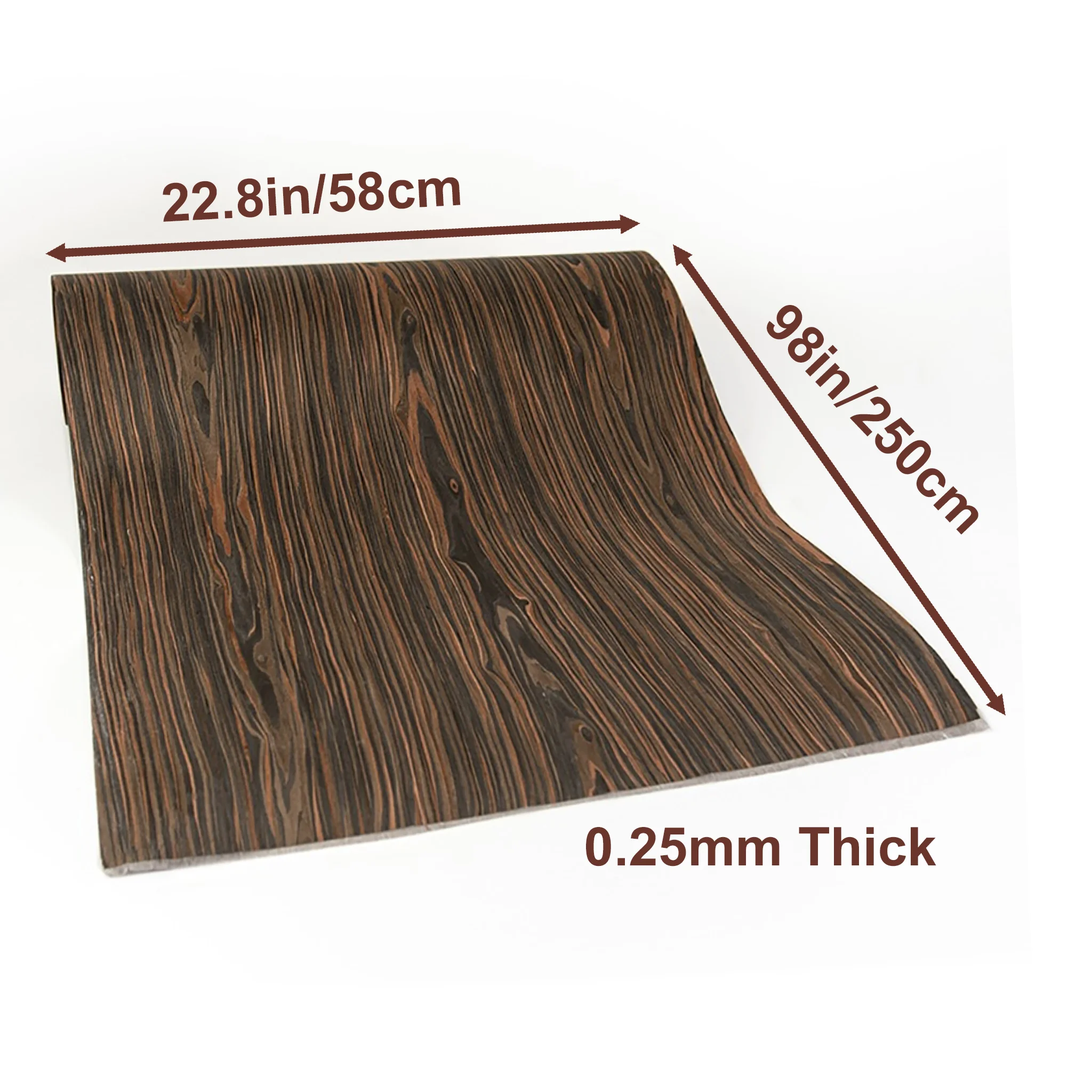 58x250cm Engineered Ebony Crown Wood Veneer For Furniture Cabinet Wall Panel Car Interior Crafts Decoration Design