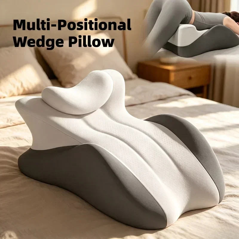 Multi-Positional Memory Foam Wedge Pillow Ergonomic Prone Pillow Removable Cover Couple Bed Pillow Body Pain Relief
