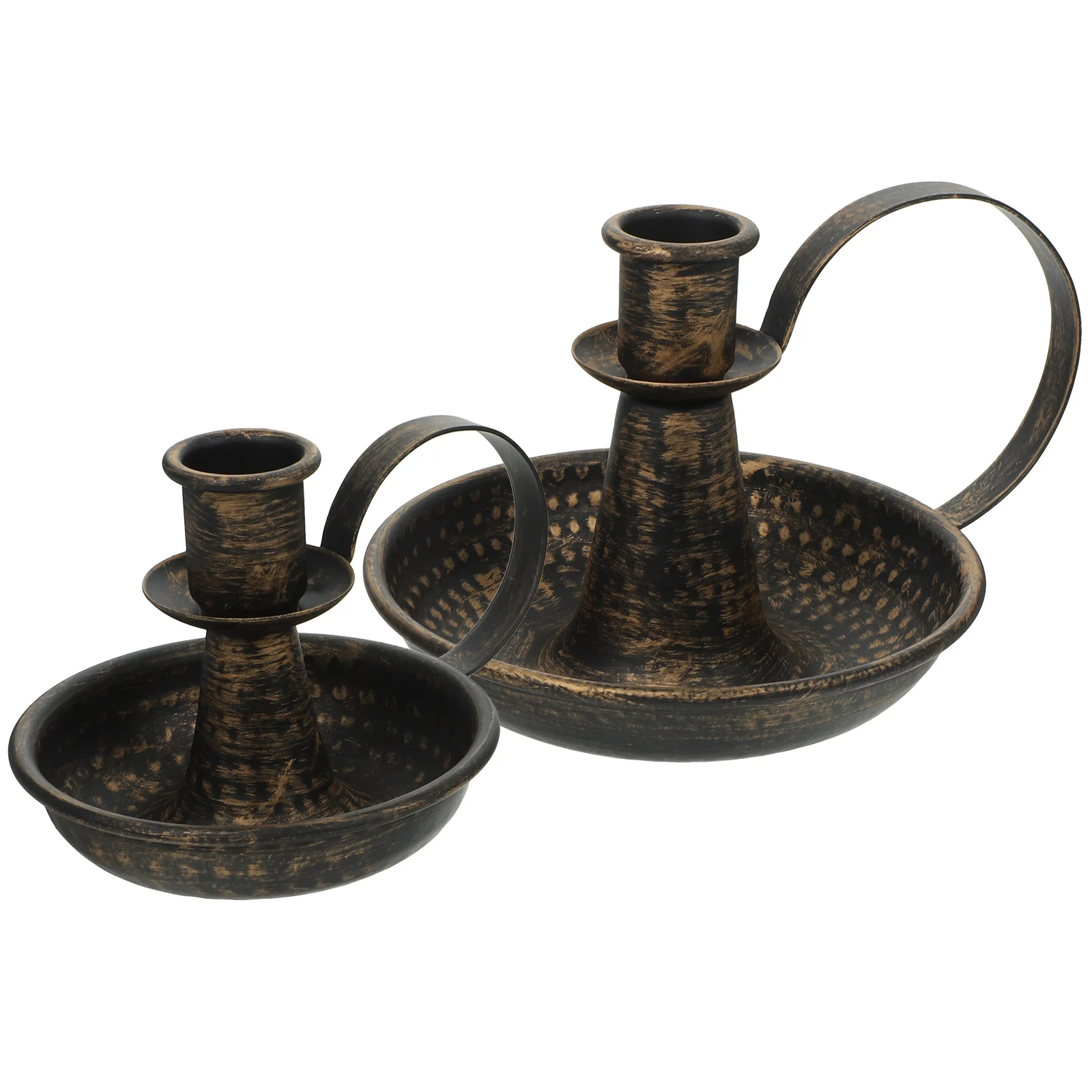 

2PCS Black Holders Vintage Pillar Stand Desktop Tea Light Centerpiece Vintage Pillar Holder Candlestick Holder Decor