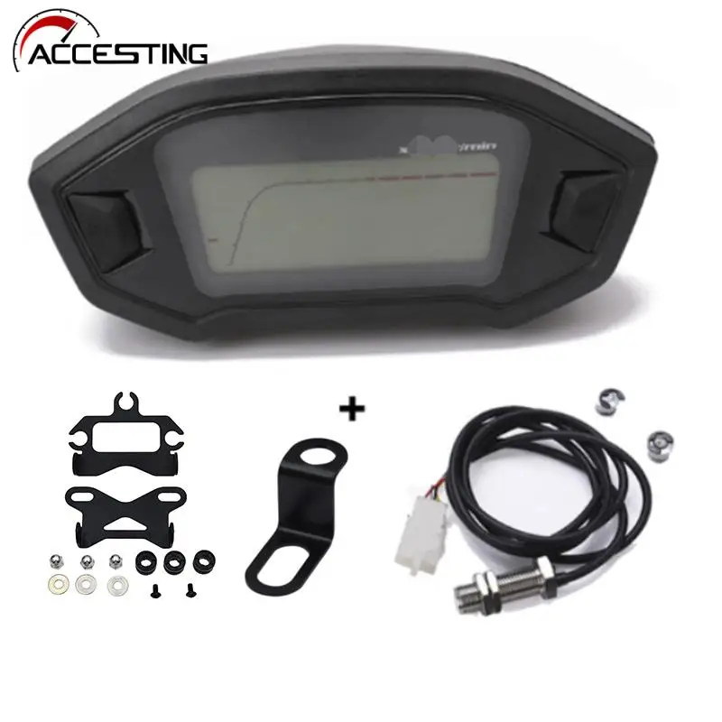 Neue Digitale 13000rpm Tachometer Tachometer Für Motorrad 2-4 Zylinder 7 Farben Hintergrundbeleuchtung Geschwindigkeit Meter Tacho Gauge Kilometerzähler
