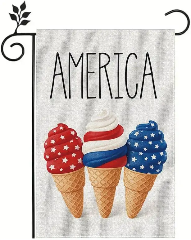 Patriotic Garden Flag America Ice Cream Outdoor Garden Flag Double Sided Polyester Fiber Durable Weather Resistant 4th of Ju jjp