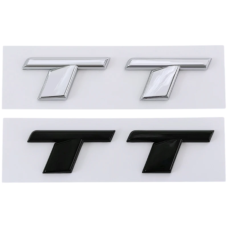

3d ABS Chrome Black Logo TT Emblem Letters Car Rear Trunk Badge Self Adhesive Decal TT Sticker Accessories