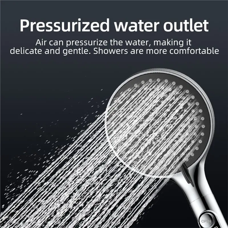 A74E-Bathroom Accessories LED Digital Temperature Display Handheld Shower Head Water Powered No Batteries Required 3 Speeds 1Pc