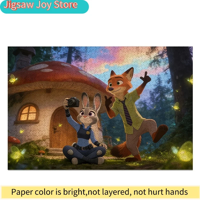 1000pcs Disney Zootopia Judy Hopps and Nick Wild Poster Puzzle | High Difficulty, Home Decor, Suitable for Classroom, Kitchen,