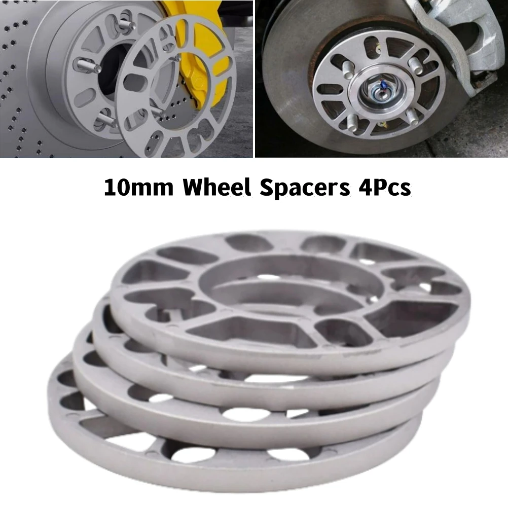 4Pc Aluminum Universal Car Wheel Spacer Shims Plate 10mm 4 Lug 5 Lug Fit 4x100 4x108 4x110 4x112 4x114.3 5x100 5x110 5x115 5x120