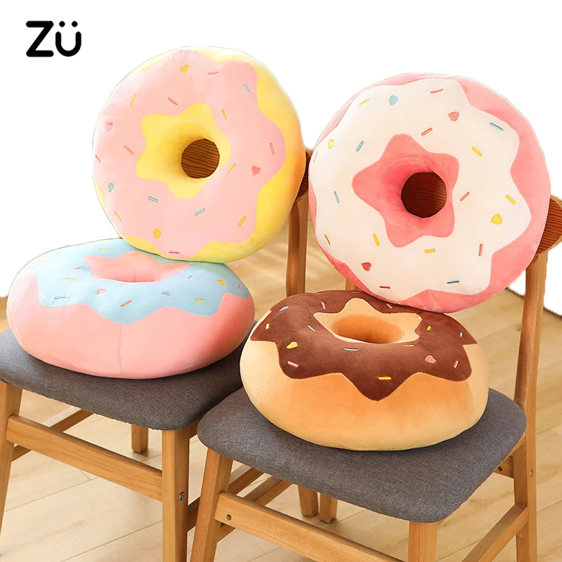 ZU 38cm Sweet Buns Donut Soft Toy Stuffed Cream Doughnut Plush Pillow Simulation Food Sofa Chair Cushion Kids Girl Gift