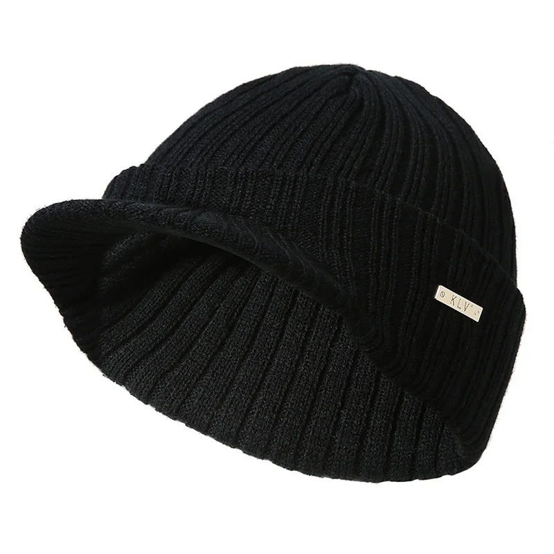 Unisex Stripe Knitting Peaked Cap, chapéu masculino e feminino, viseiras suaves e quentes, monocromática, casual, esporte, esqui, moda, outono,