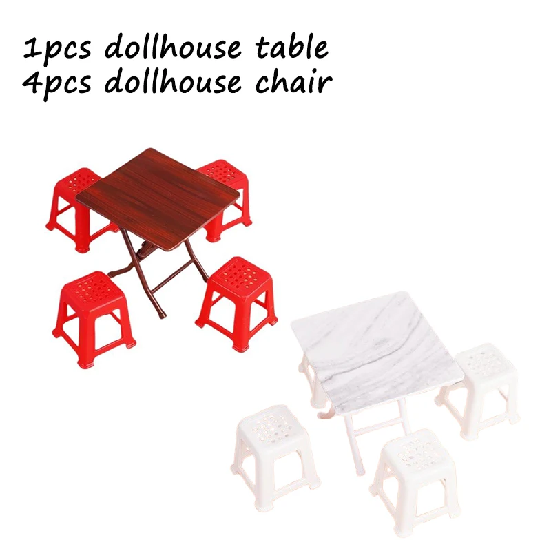 ชุดโต๊ะเก้าอี้จำลองสำหรับบ้านตุ๊กตา 1/12 ของตกแต่งบ้านตุ๊กตาขนาดเล็ก อุปกรณ์เสริมบ้านตุ๊กตา ของเล่นเสริมสร้างจินตนาการ