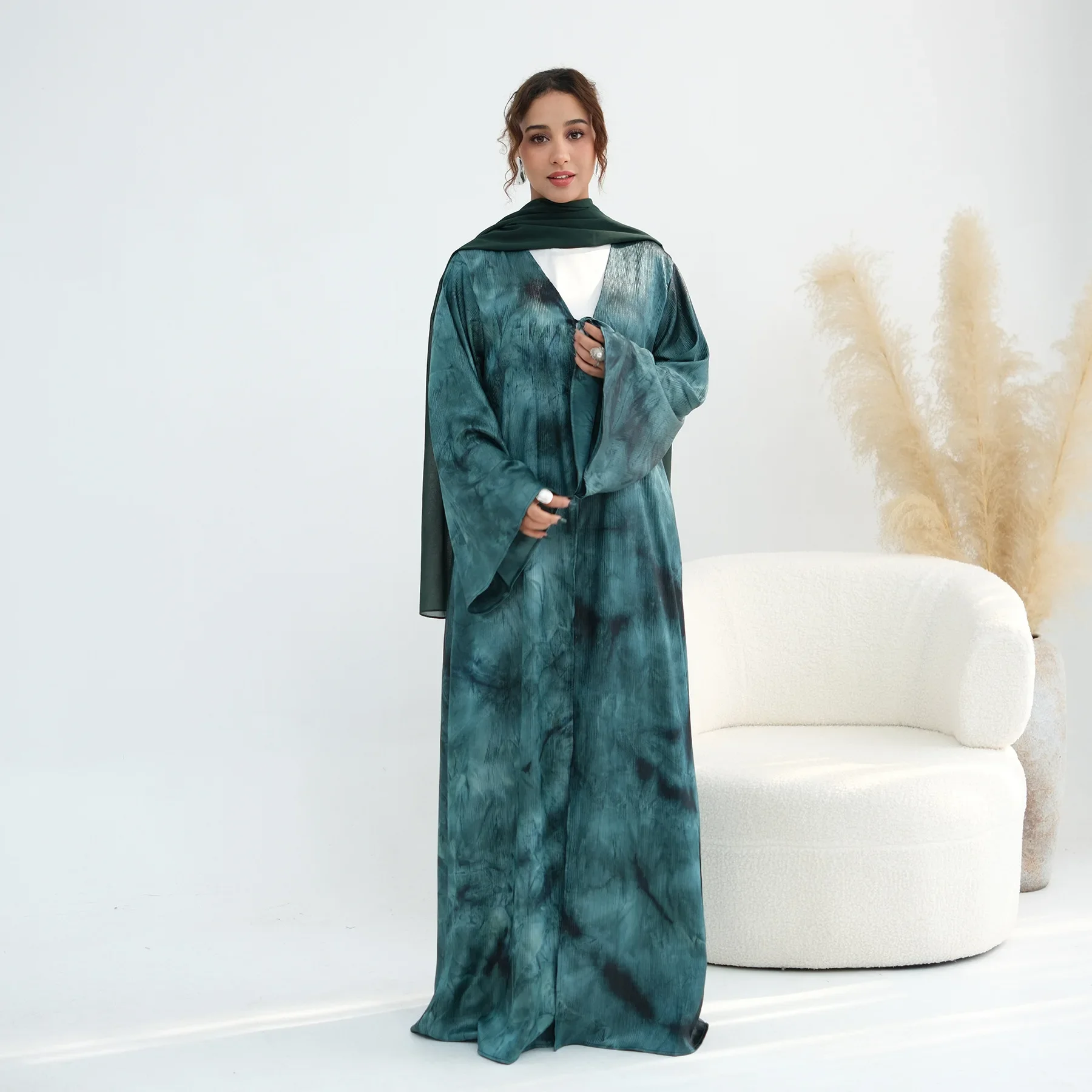 

Праздничное платье-абайя для женщин с принтом тай-дай, на шнуровке, мусульманское платье-джалабия, для Рамадана, Дубай, вечеринка, арабский длинный халат, кафтан, длинные платья