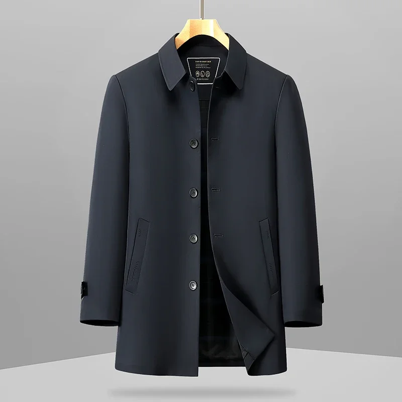 2026 Spring and Autumn New Men's Medium To Long Windbreaker Coat, Non Ironing Quality Fabric, Business and Leisure