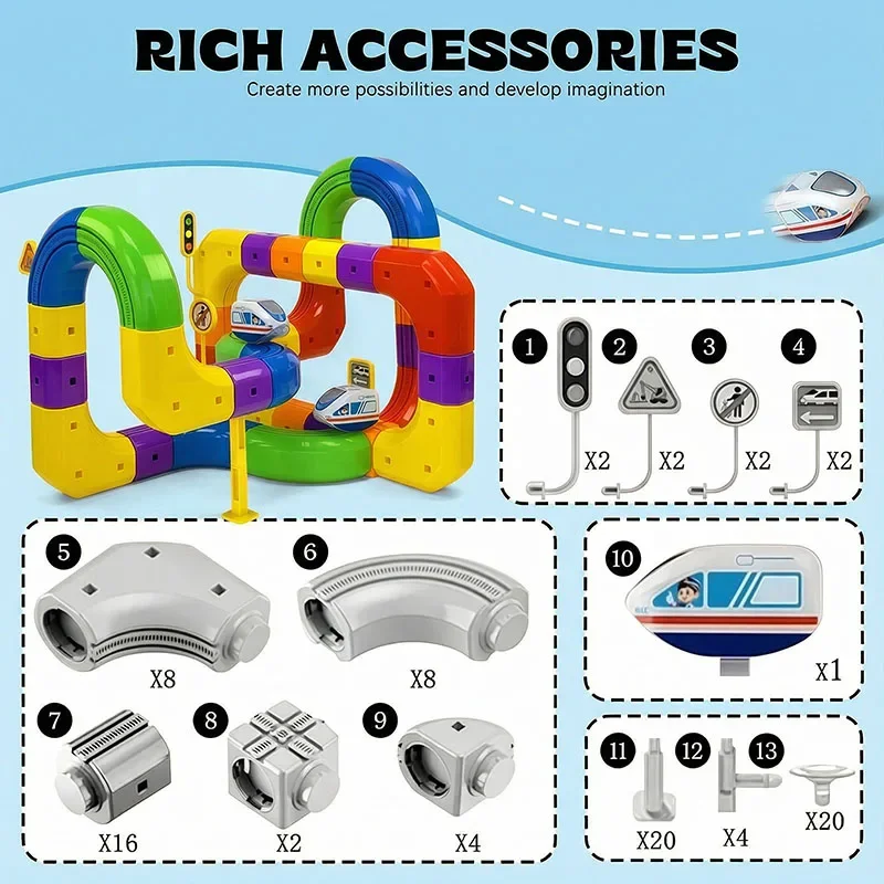 Kinder Magnetische Schiene Auto Würfel Spielzeug, DIY Bausteine Lernspielzeug, Magische Gleis Zug Konstruktion, Kinder Weihnachtsgeschenk