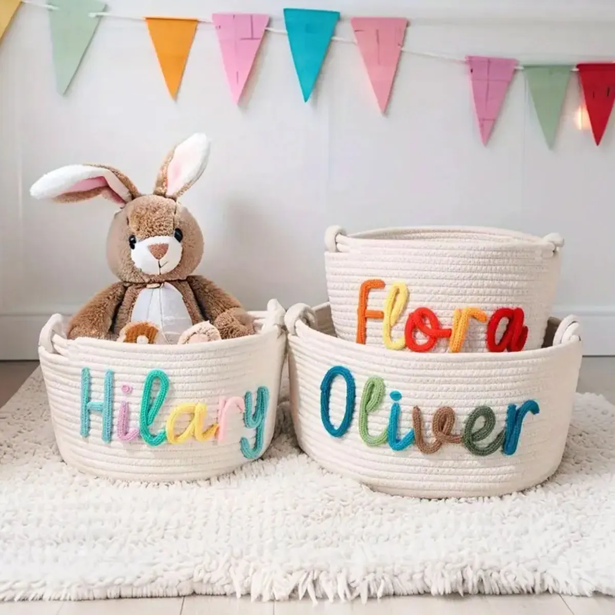 1 قطعة سلة تخزين مستديرة مصنوعة يدويًا عتيقة مخصصة ، اسم حرف مخصص ، ديكور منزلي للحياة اليومية/هدية عيد الميلاد #3