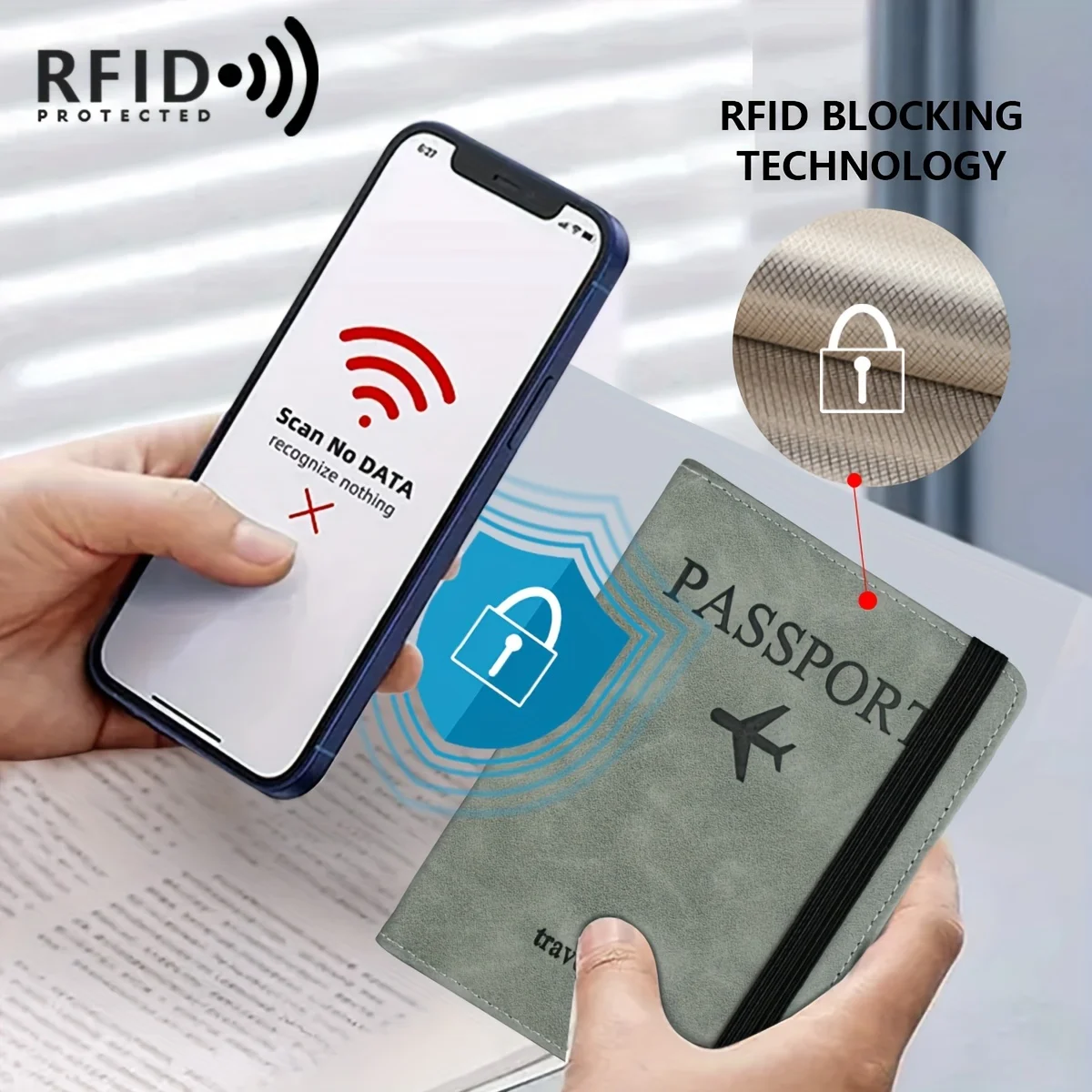 Retro PU Travel Passport Holder, RFID Blocking  Multi-Function Wallet, Passport Covers with Slots for Cards and Personal Items image 5