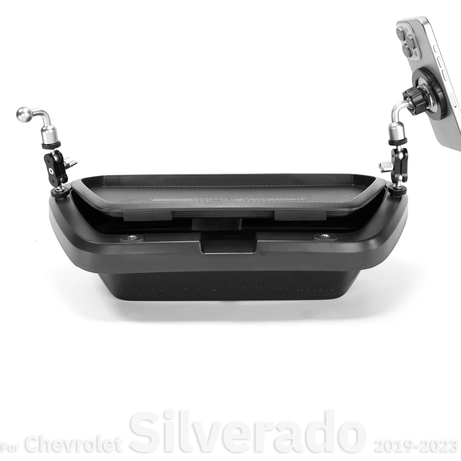 Für Chevrolet Silverado 2019 2020 2021 - 2023 Doppel-Handyhalterung Auto Doppelschichtige Armaturenbrett-Aufbewahrungsbox Verstecktes Fach Organizer – Detail 7