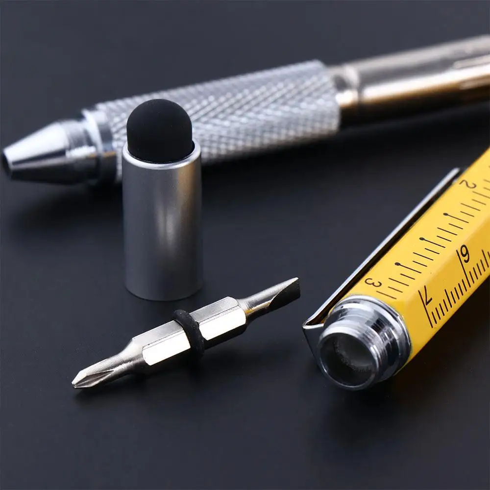 

1 Multi Function Level Meter With Scale Gadget Pen Tool Capaciative pen Flat-blade Screwdriver Cross Screwdriver Ballpoint Pen