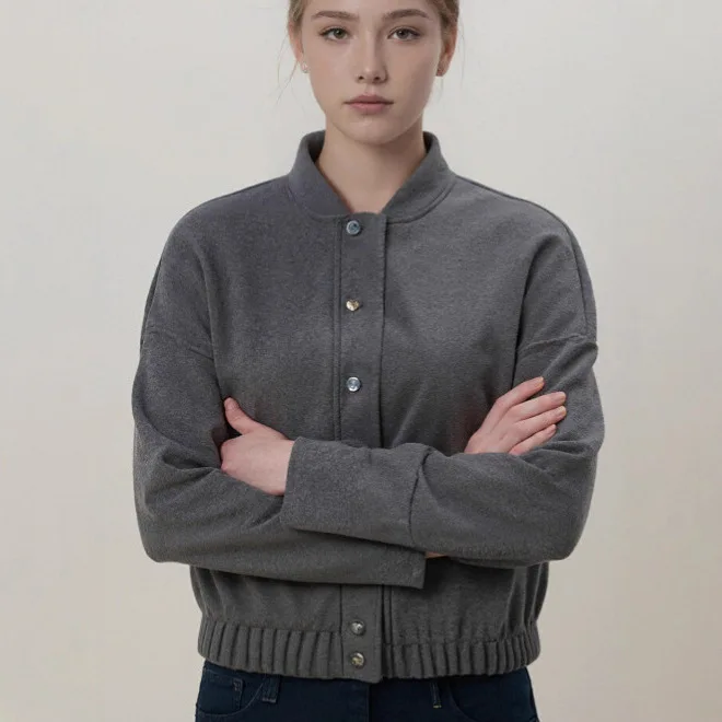 

Осень-зима 2021, новая женская одежда, простой и универсальный стиль, свободный куртка-бомбер с карманами и украшением