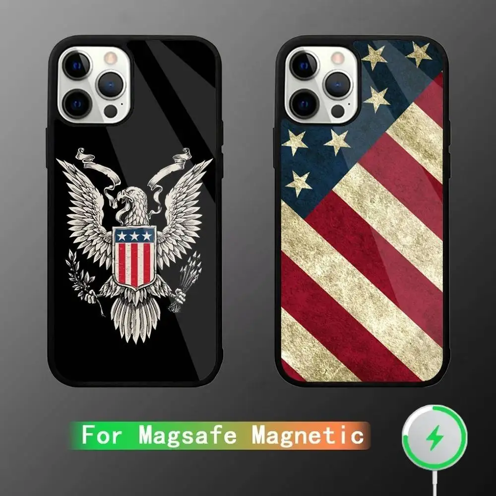 

American flag Phone Case For iPhone 17,16,15,14,13,12,11,Pro,Max,Plus,Mini,SE4,E Magnetic Magsafe Wireless Charging