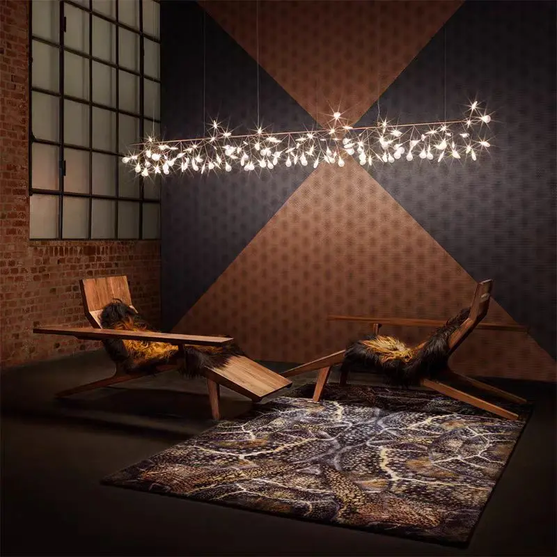 Heracleum chandelier Firefly LED lamp Nordic rose gold Branch lamp Simple Hotel Villa Restaurant Living Room Romantic ring lamp