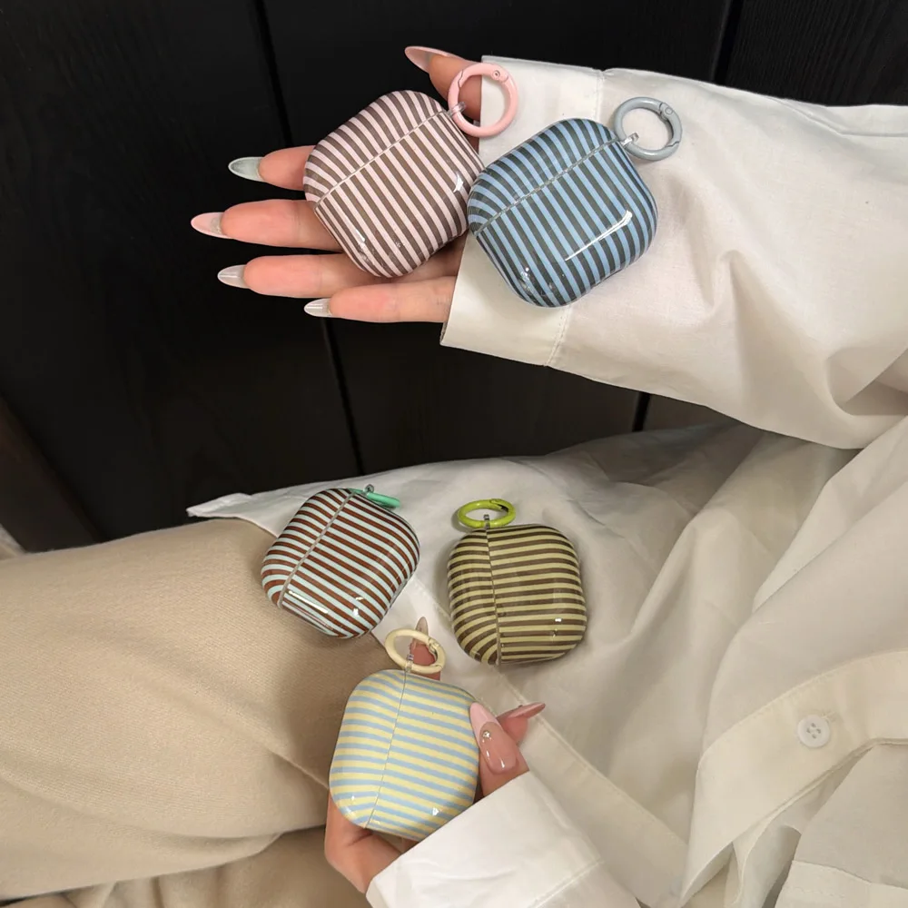 Einfache gestreifte Farbblockierung für Apple AirPods Pro 1 2 3 4 Kopfhörer-Schutzhülle Airpodspro2 Wireless Bluetooth Box Case
