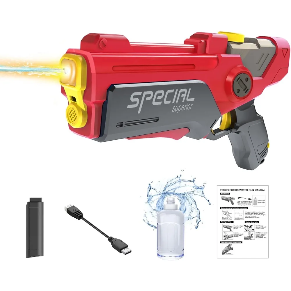 

Electric Water Gun for Adults, Long Range Automatic Squirt Guns Pistol Toy with Light Up, Automatic Refill, Powerful High Powere