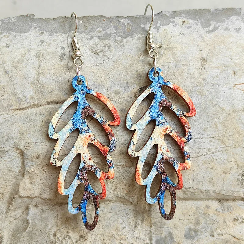 Fantastic Art Hollowed-out Leaf Earrings Retro Colored Bohemian Leaf Root Wood Earrings For Women Jewelry Accessories Wholesale