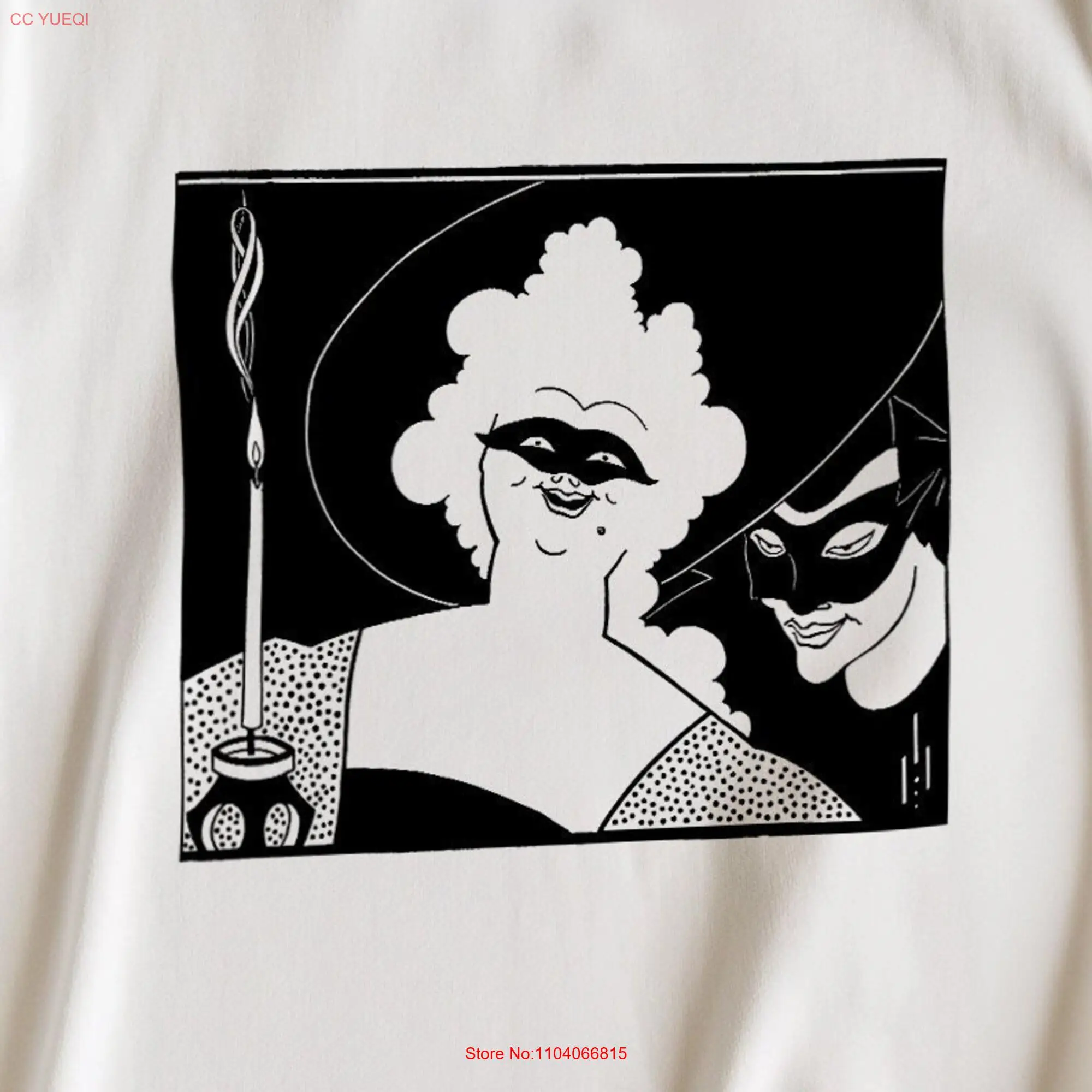 Masquerade T Shirt Adult Organic Cotton Remastered Vintage Art Oversized Print Aubrey Beardsley long or short sleeves