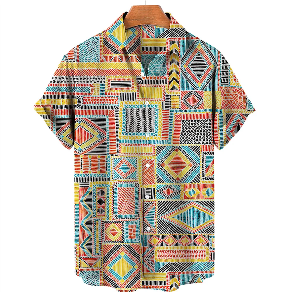 Vintage Ethnic Style Colorful Cashew Flower Printed Short Sleeved Shirt for Men with A Niche Atmosphere and Casual Floral Shirt