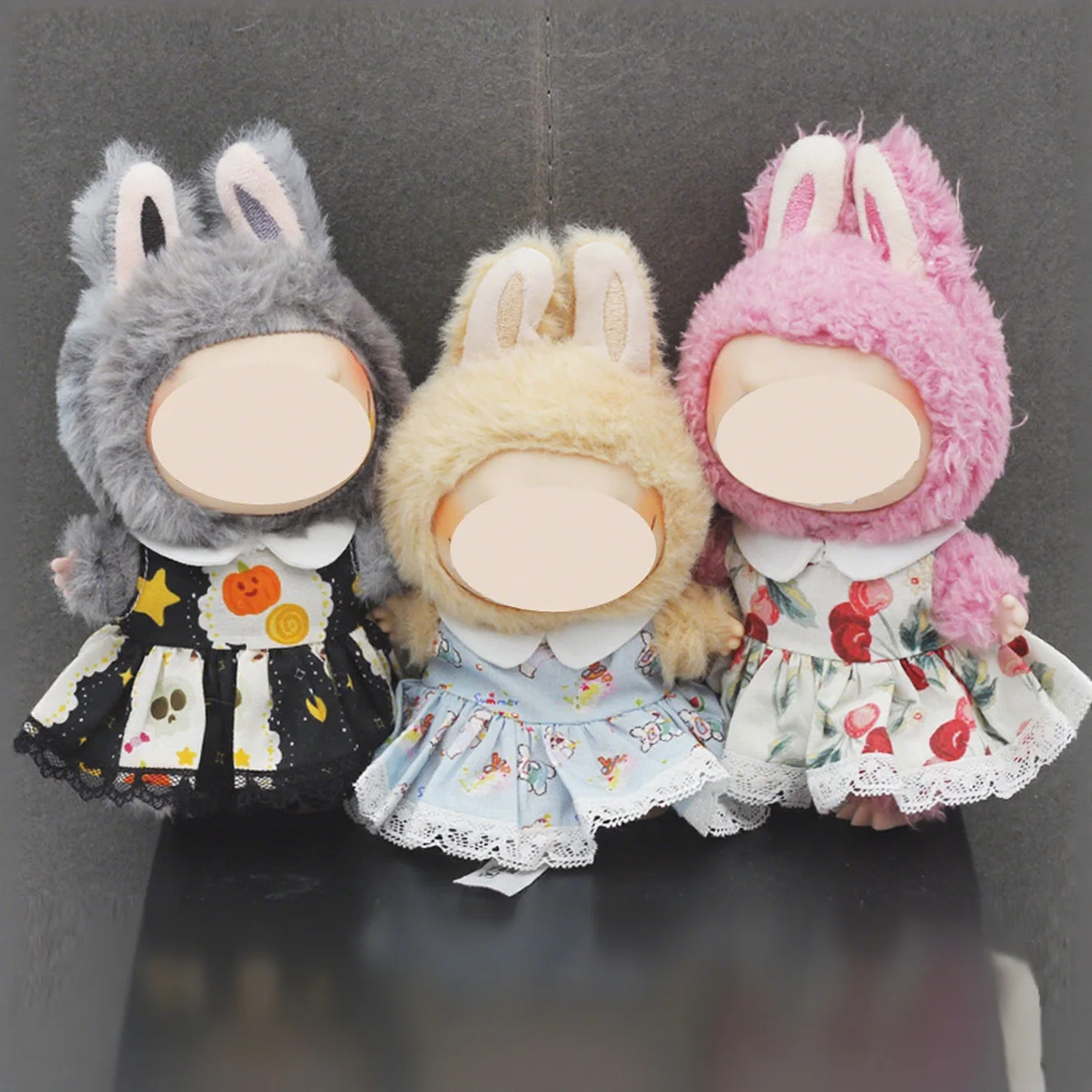 

Mini Doll Clothes Outfit Accessories Lace Edge Dress For 10.5cm Labubu 4.0 The Monsters Pin for Love Series Ropa Labubu