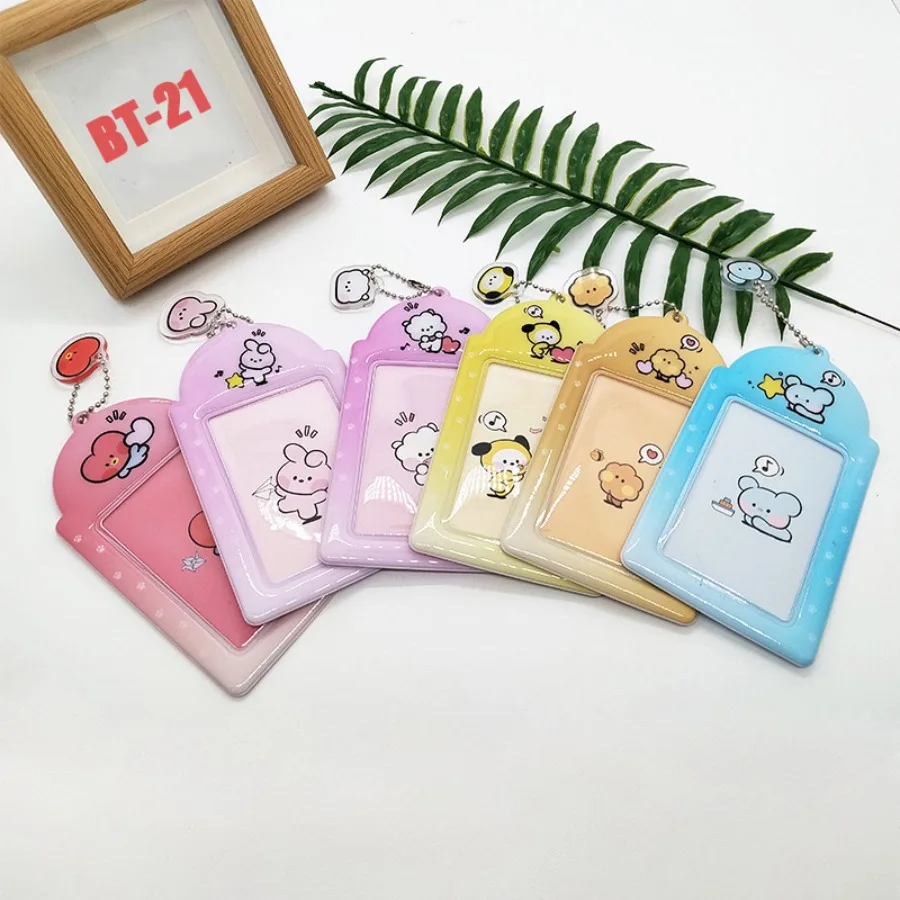 

Чехол для карт BT21 из ПВХ, чехол для хранения маленьких карт, подходит для студенческих удостоверений, школьных пропусков, карт для питания и проездных билетов.