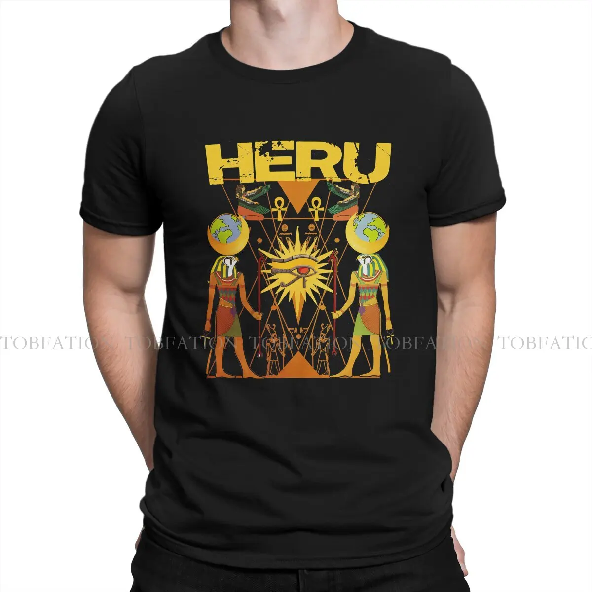 Eye of Horus Egyptian 100% Cotton TShirts Hieroglyph Egyptian Anubis Gods Print Homme T Shirt New Trend Tops 6XL