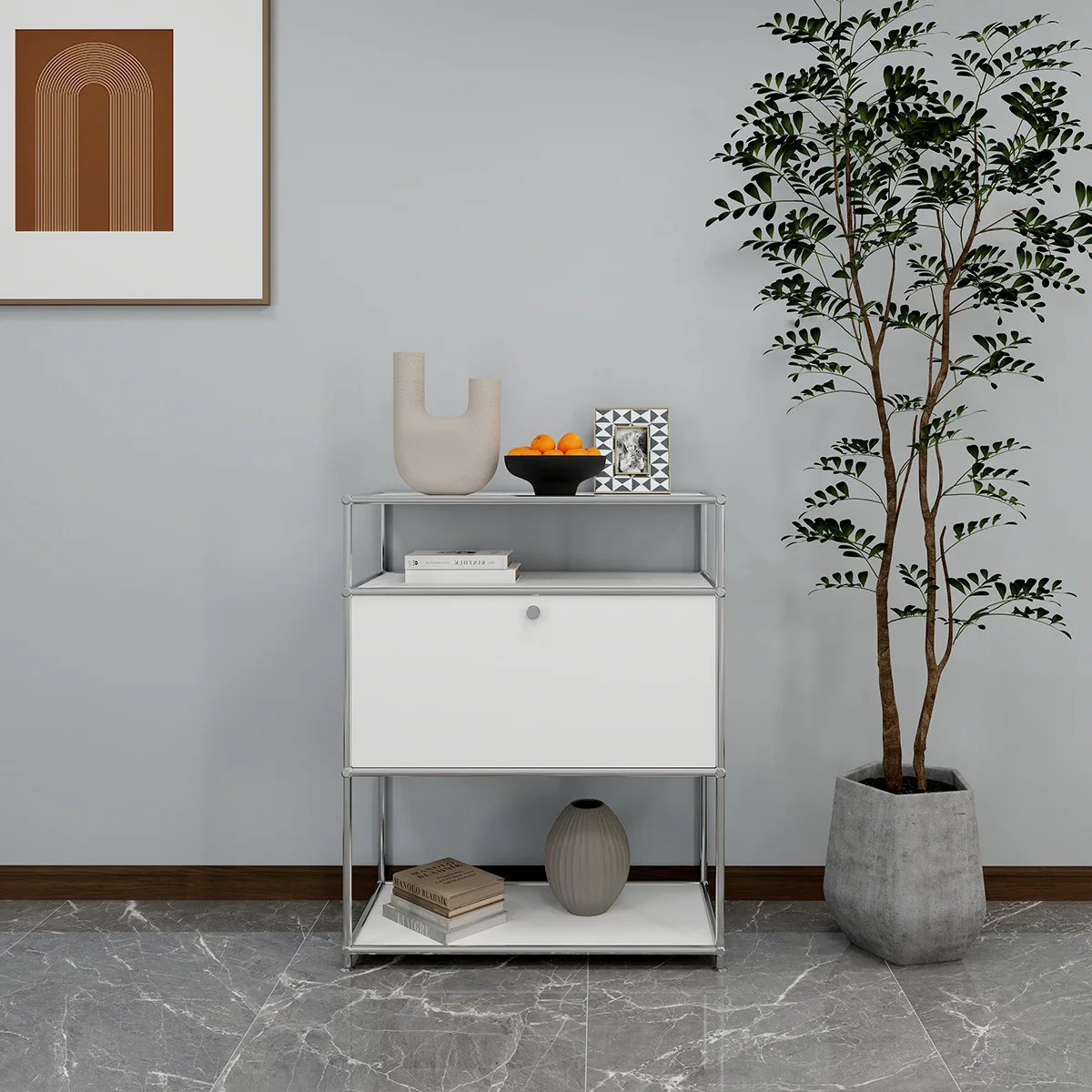 Stainless steel Bauhaus module combination storage chest cabinet household side cabinet