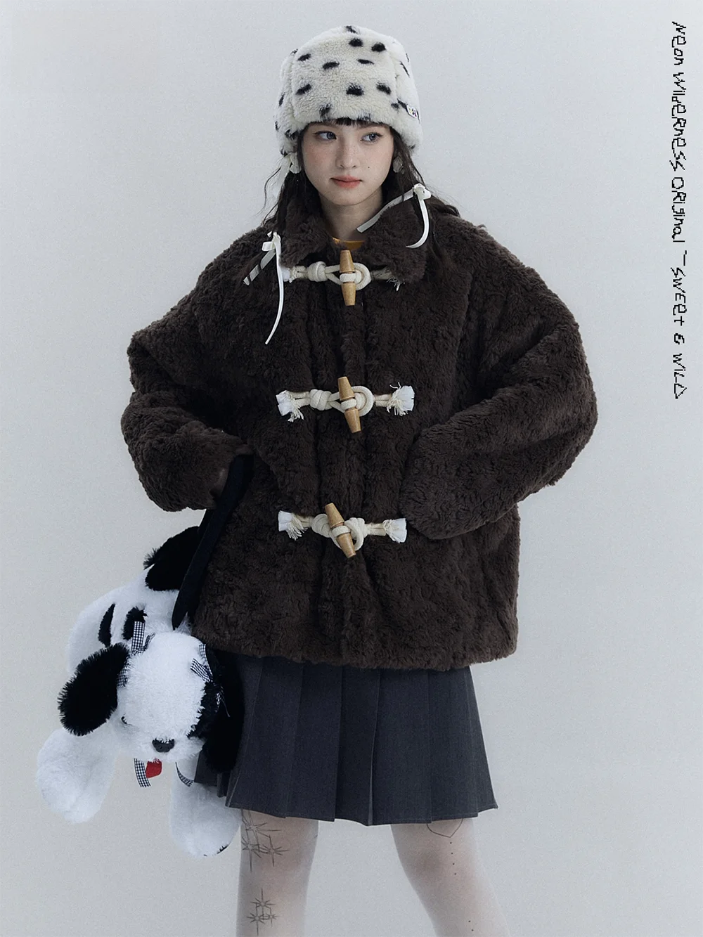 

Neon Wildern коричневое пальто на пуговицах, винтажный капюшон из искусственного меха, джет с капюшоном, Thiened, зимняя верхняя одежда