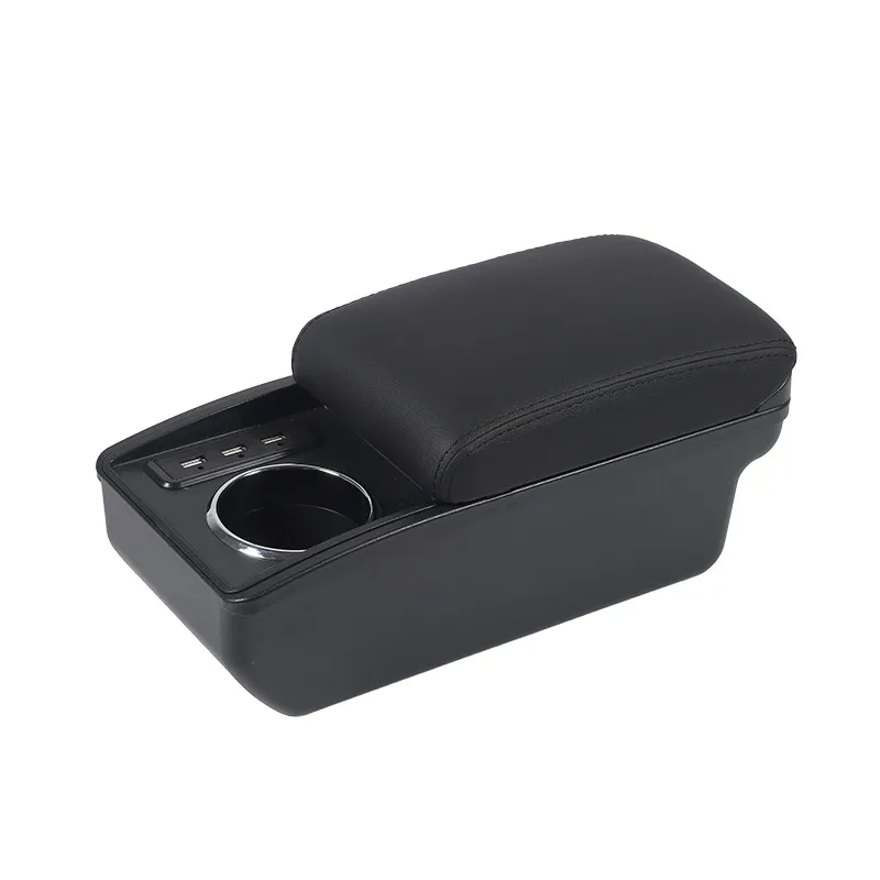 Vtear Universal Armrest Box Center Console Storage USB Charging Port Cup Holder ABS Base Soft Padded Support Car Accessories