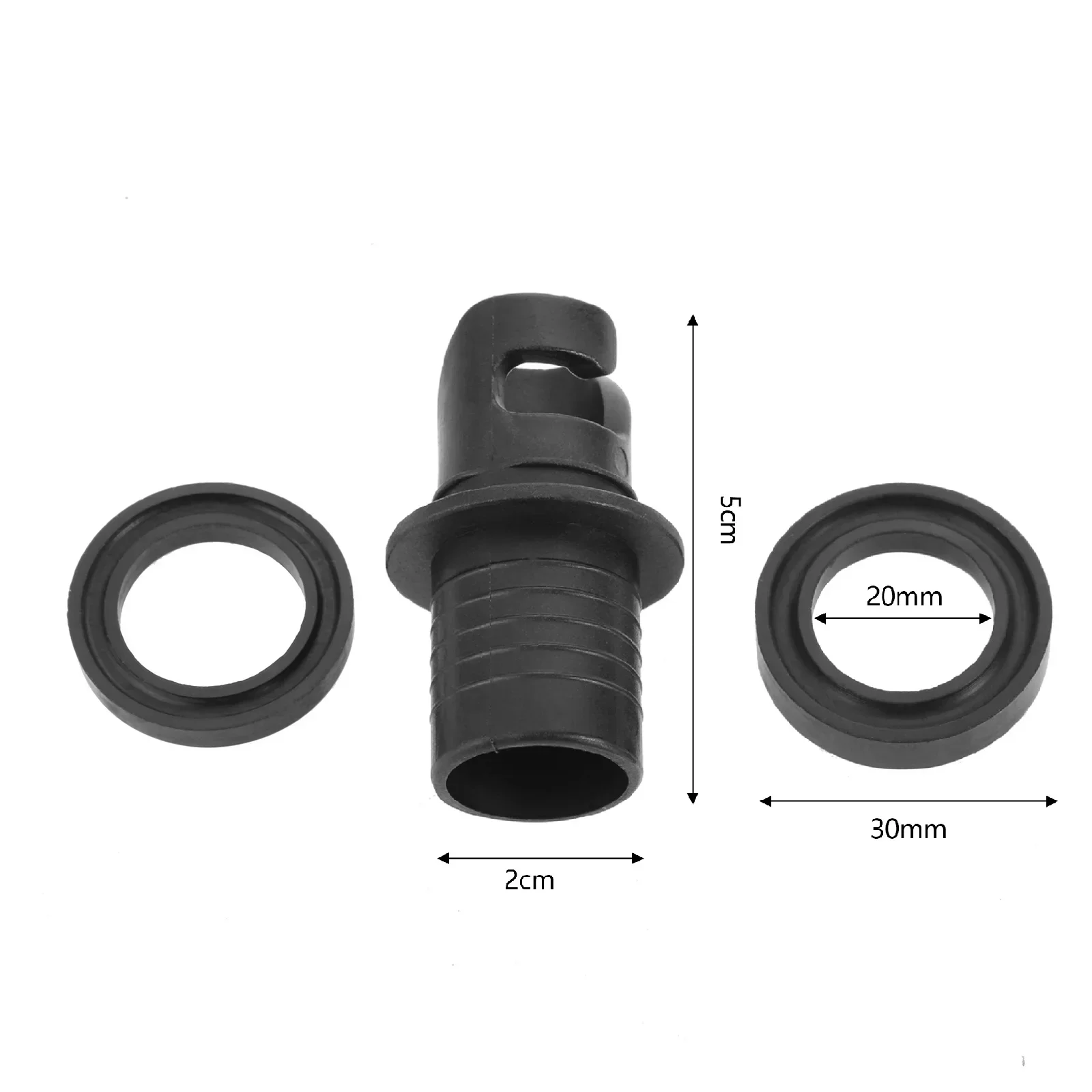 1 Set Black Nylon Air Pump Valve Hose Adapter Connector with Gasket Kit Fit for Inflatable Boats SUP Board Kayaking Canoe Marine