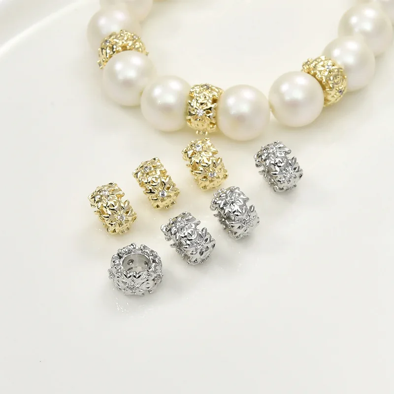 

Бусины-снежинки из циркона с большим отверстием, 14-каратное золото, для рукоделия, изготовления браслетов, ожерелий, серег, аксессуаров