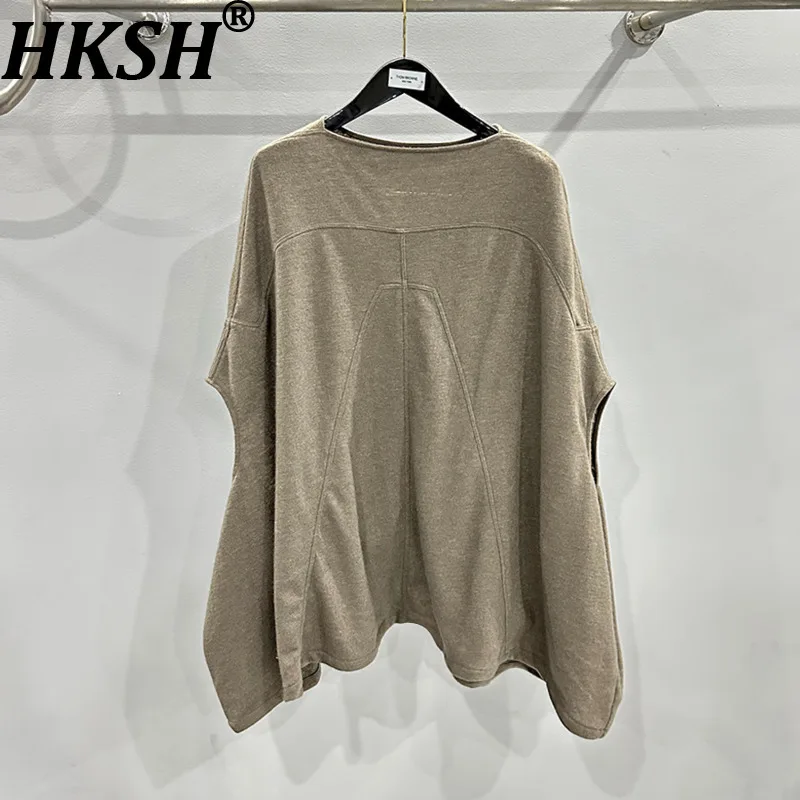 HKSH Spring Summer New Men Tide Punk Wool Cotton vest RO Style Darkwear Spliced Mid Length Loose Fit Sleeveless T-shirts HK1389